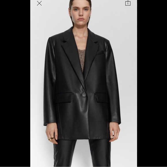Zara Faux Leather Blazer M - Picture 4 of 10